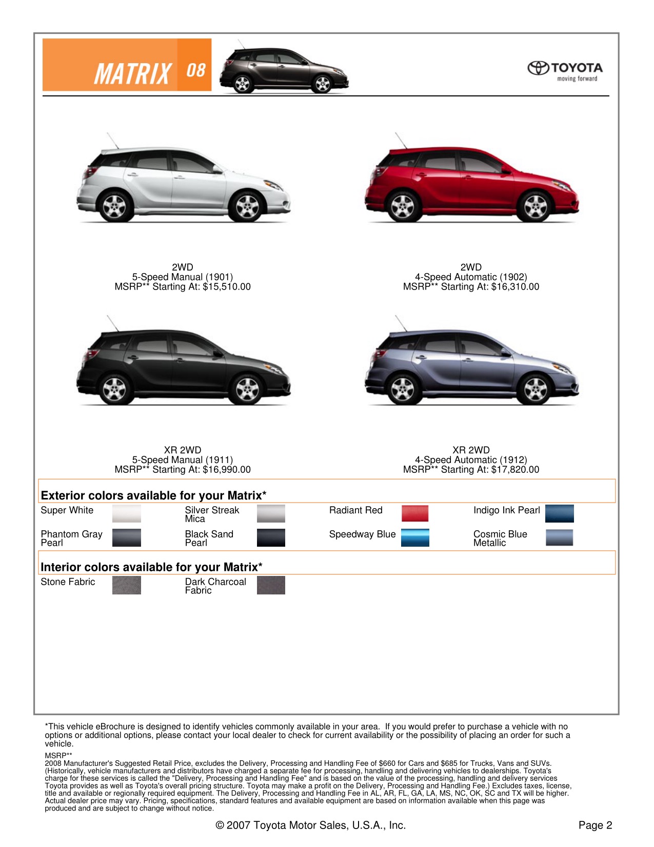 2008 Toyota Matrix Brochure Page 7